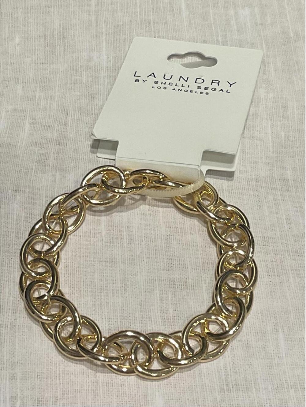 NWT Laundry By Shelli Segal Los Angeles Gold Tone Link Bracelet #1061